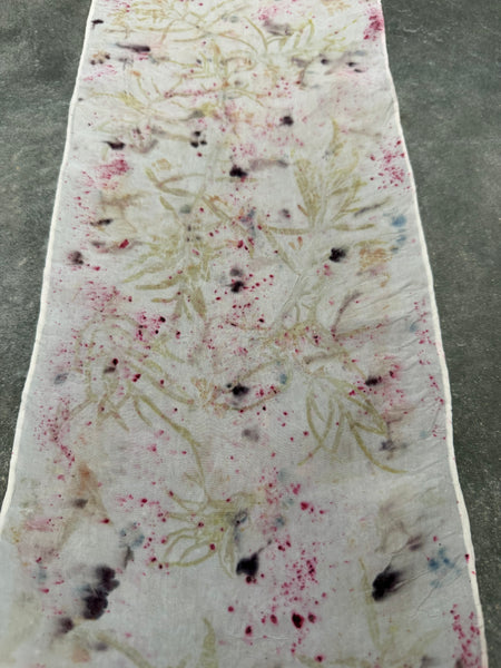 silk habotai slim scarf - eco printed
