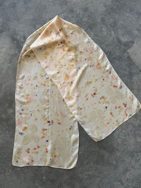 silk habotai scarf - naturally dyed and eco printed