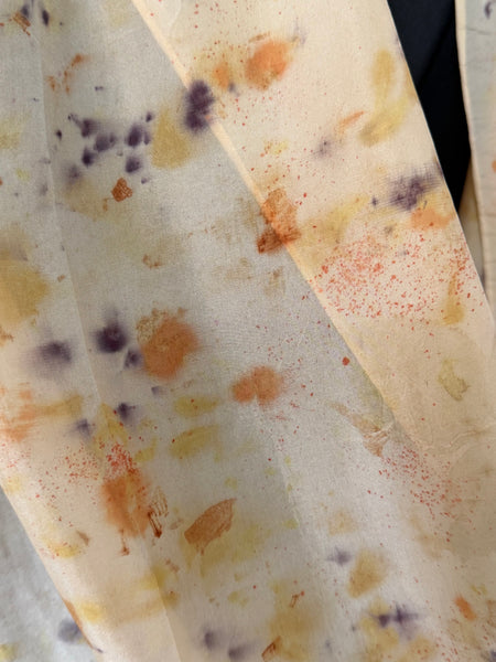 silk habotai scarf - naturally dyed and eco printed