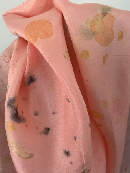 silk habotai scarf - naturally dyed and eco printed