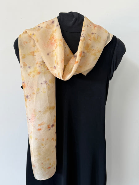 silk habotai scarf - naturally dyed and eco printed