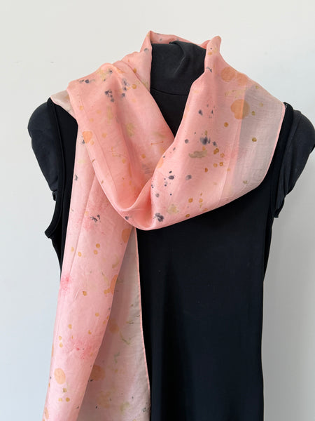 silk habotai scarf - naturally dyed and eco printed