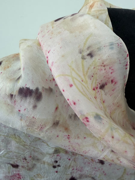 silk habotai slim scarf - eco printed