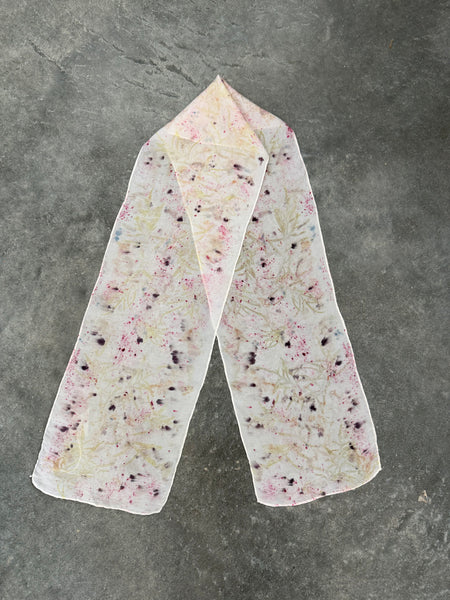 silk habotai slim scarf - eco printed