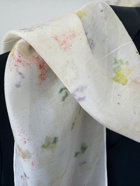silk habotai slim scarf - eco printed