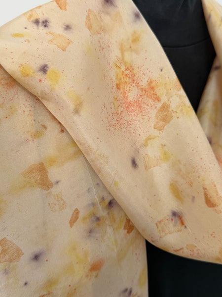 silk habotai scarf - naturally dyed and eco printed