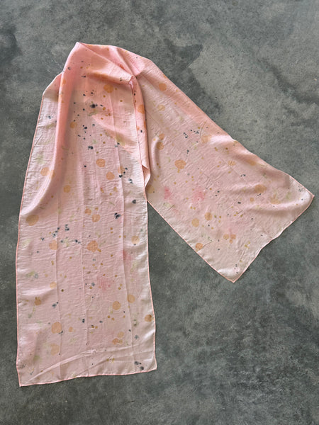 silk habotai scarf - naturally dyed and eco printed