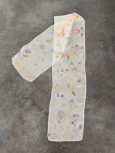 silk habotai slim scarf - eco printed