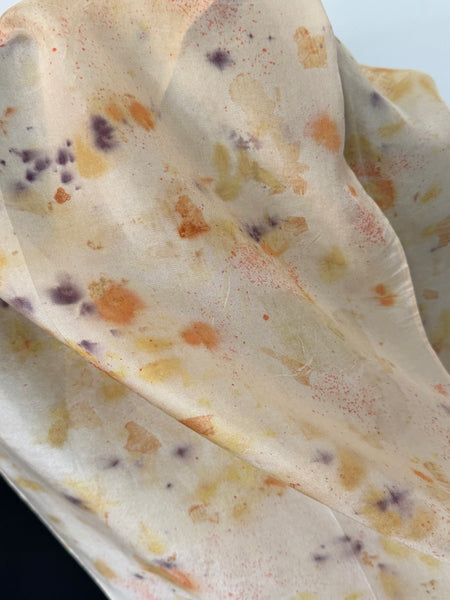 silk habotai scarf - naturally dyed and eco printed