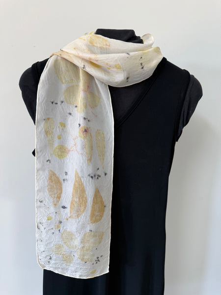 silk habotai slim scarf - eco printed