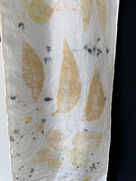 silk habotai slim scarf - eco printed