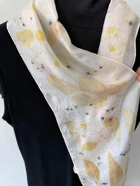 silk habotai slim scarf - eco printed