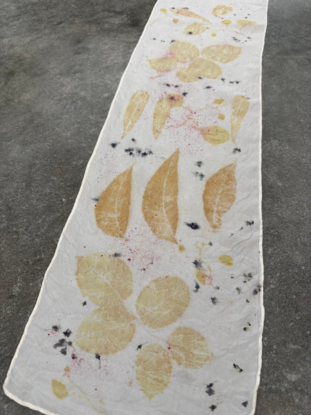 silk habotai slim scarf - eco printed