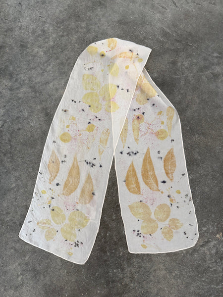 silk habotai slim scarf - eco printed